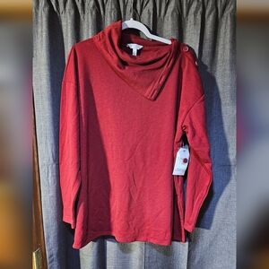 NWT Time And Tru Women's Burgundy Tunic Top / Sweatshirt Sz XL